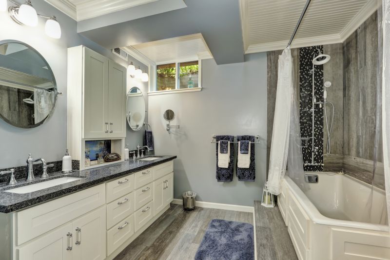 Dual Vanities with Unique Countertops