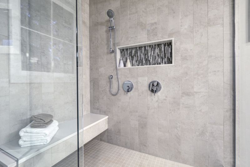 Corner Shower with Built-in Niche